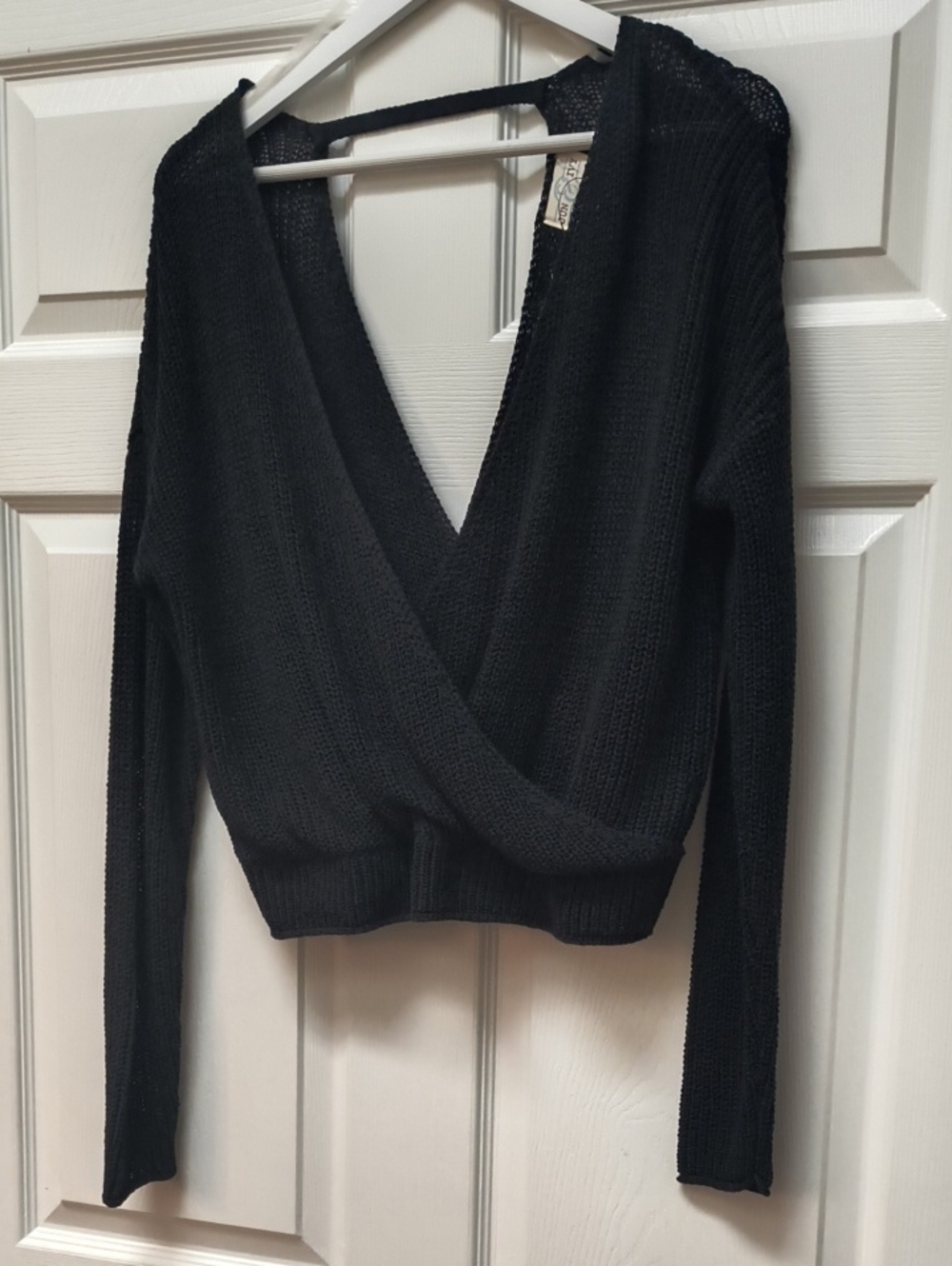 Francesca's Collections Black V-Neck Wrap Sweater